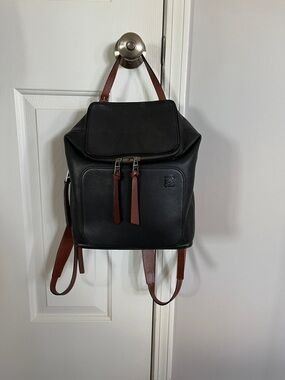 Loewe Goya backpack black with tan straps - small version